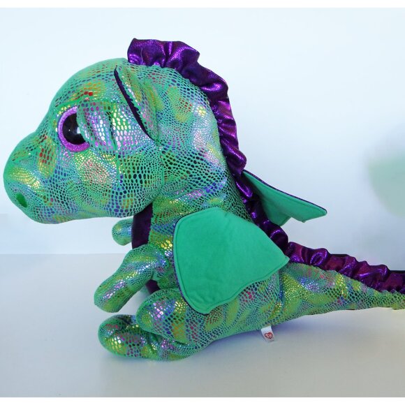 TY Cinder Green Dragon Large Plush Stuffed Animal Beanie Boo 16" - Picture 4 of 9